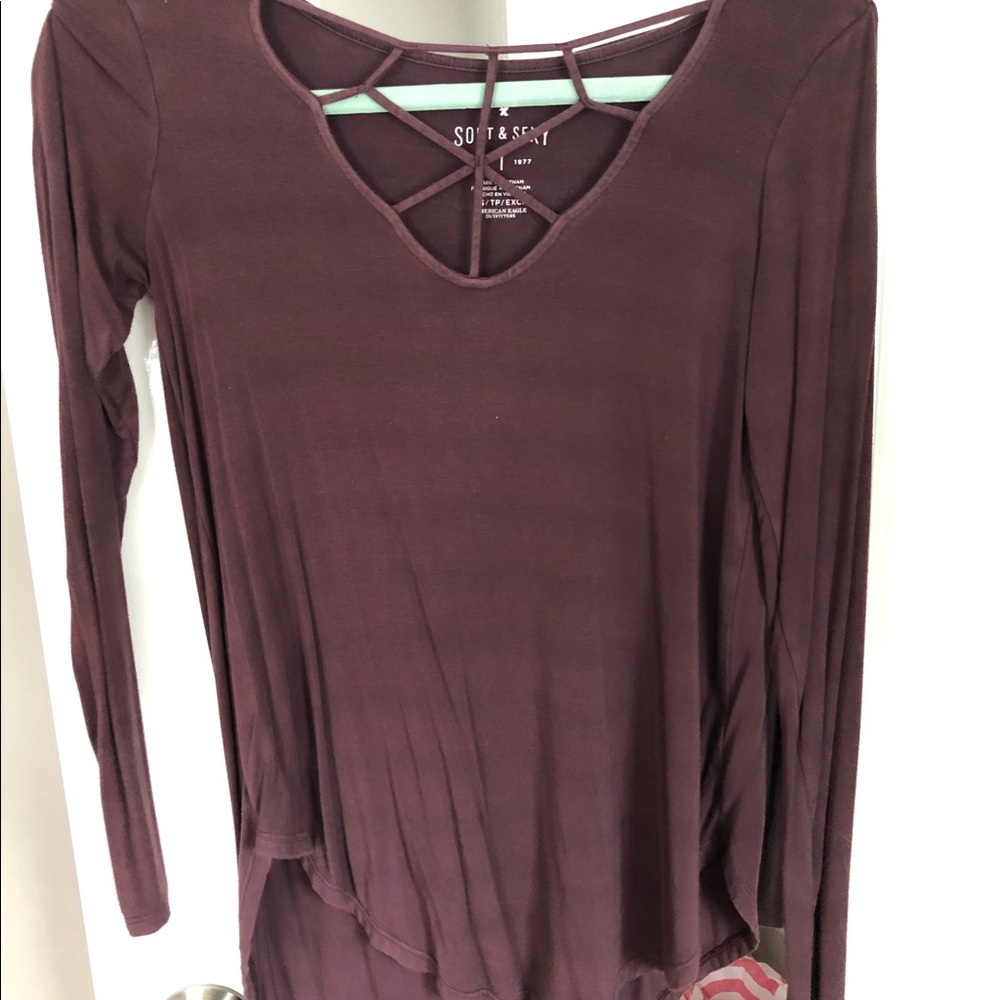 maroon shirt with open in front